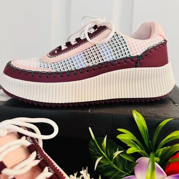 NICOLE MILLER ~ Pink and Burgundy Women's Sneakers size 7.5 - Picture 5 of 8